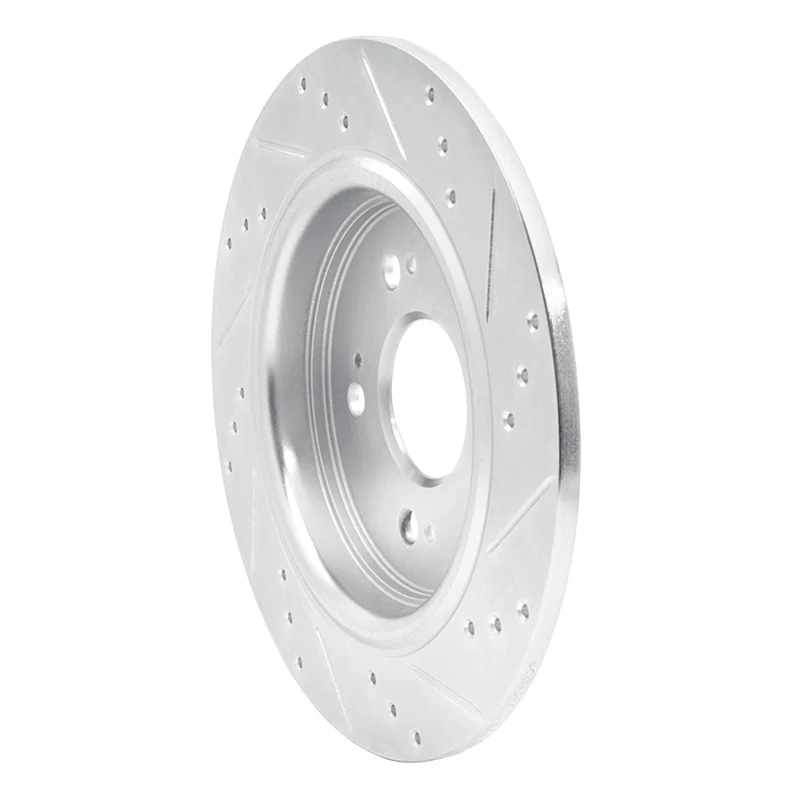 R1 14-20 Acura RLX Rear Left Drilled & Slotted Silver Brake Rotor - Image 3