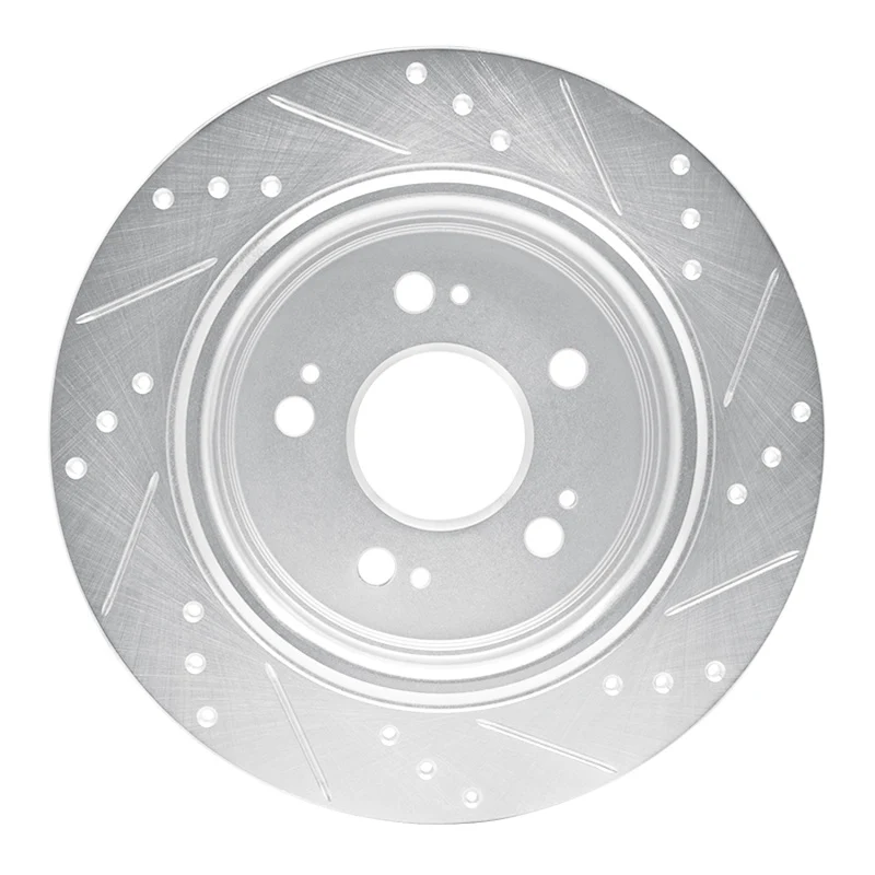 R1 14-20 Acura RLX Rear Left Drilled & Slotted Silver Brake Rotor - Image 4