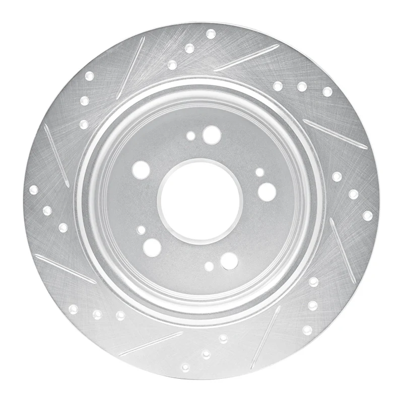 R1 14-20 Acura RLX Rear Right Drilled & Slotted Silver Brake Rotor - Image 2