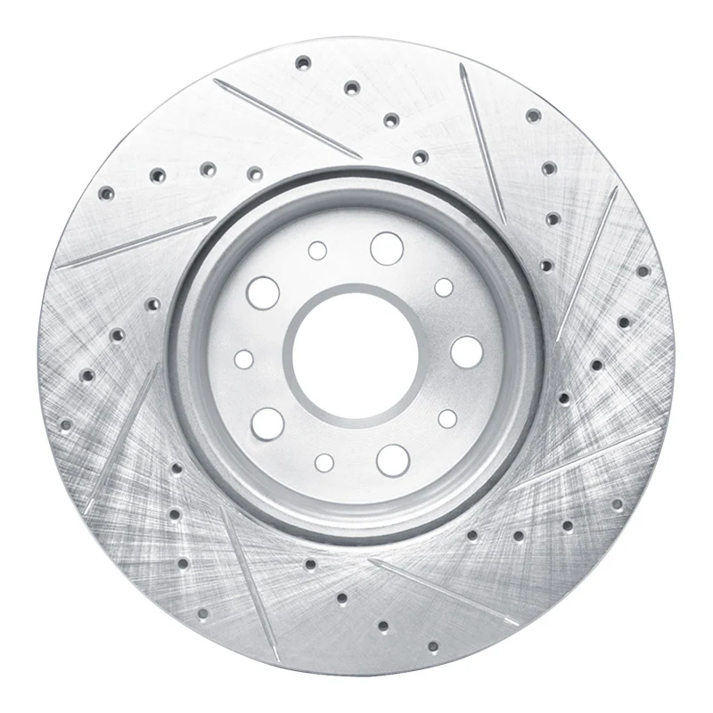 R1 14-20 Cadillac CT6 Front Left Drilled & Slotted Silver Brake Rotor - Image 2