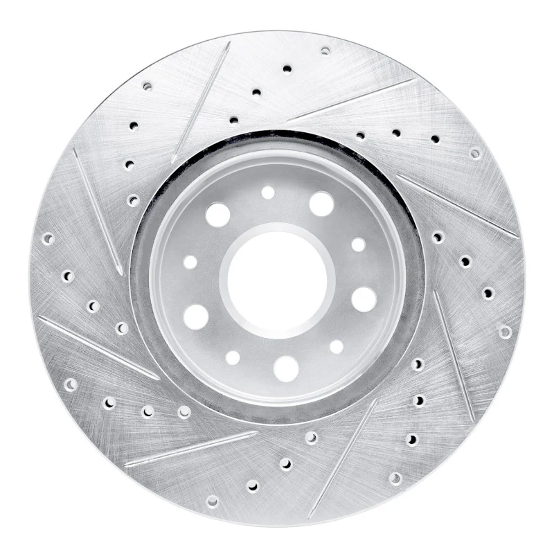 R1 14-20 Cadillac CT6 Front Right Drilled & Slotted Silver Brake Rotor - Image 2