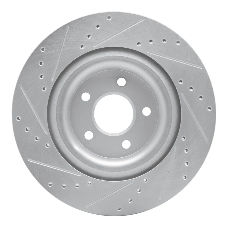 R1 14-21 Jaguar XJ Rear Right Drilled & Slotted Silver Brake Rotor - Image 3