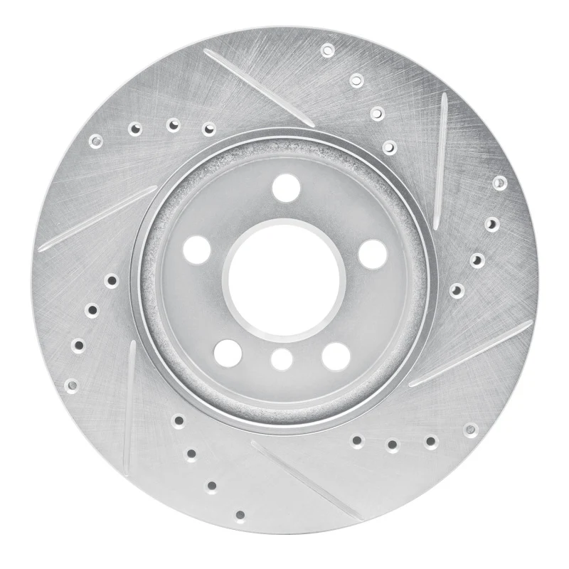 R1 14-21 Mini Cooper (Excl Clubman) Front Left Drilled & Slotted Silver Brake Rotor - Image 2