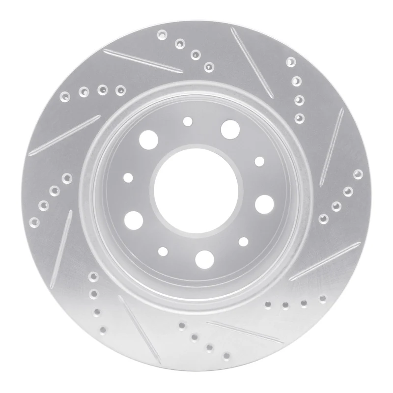 R1 14-21 Ram Promaster 2500 Rear Left Drilled & Slotted Silver Brake Rotor - Image 3