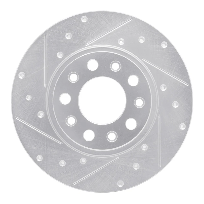 R1 14-22 Chrysler 200 Rear Left Drilled & Slotted Silver Brake Rotor