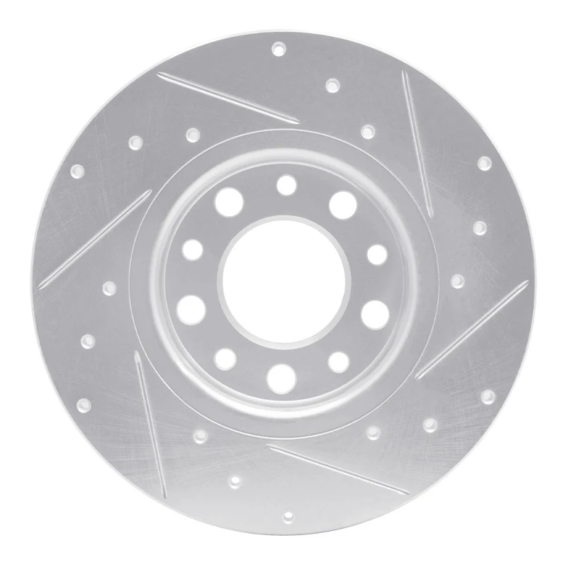 R1 14-22 Chrysler 200 Rear Left Drilled & Slotted Silver Brake Rotor - Image 2
