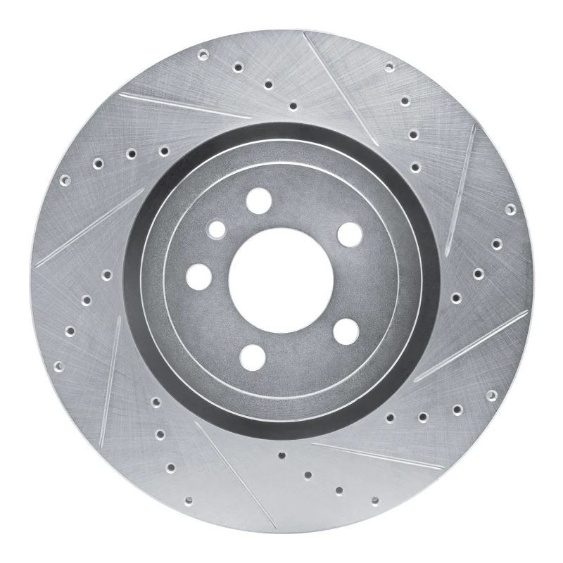 R1 14-23 Dodge Charger Front Right Drilled & Slotted Silver Brake Rotor