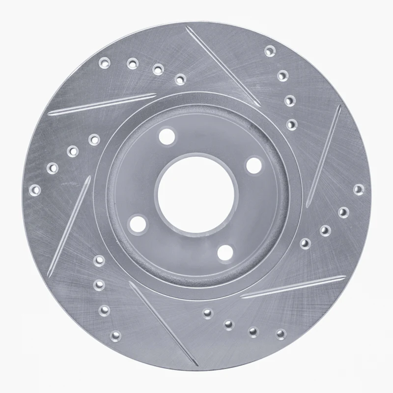 R1 14-23 Ford Fiesta (USA/Canada) Front Left Drilled & Slotted Silver Brake Rotor - Image 2