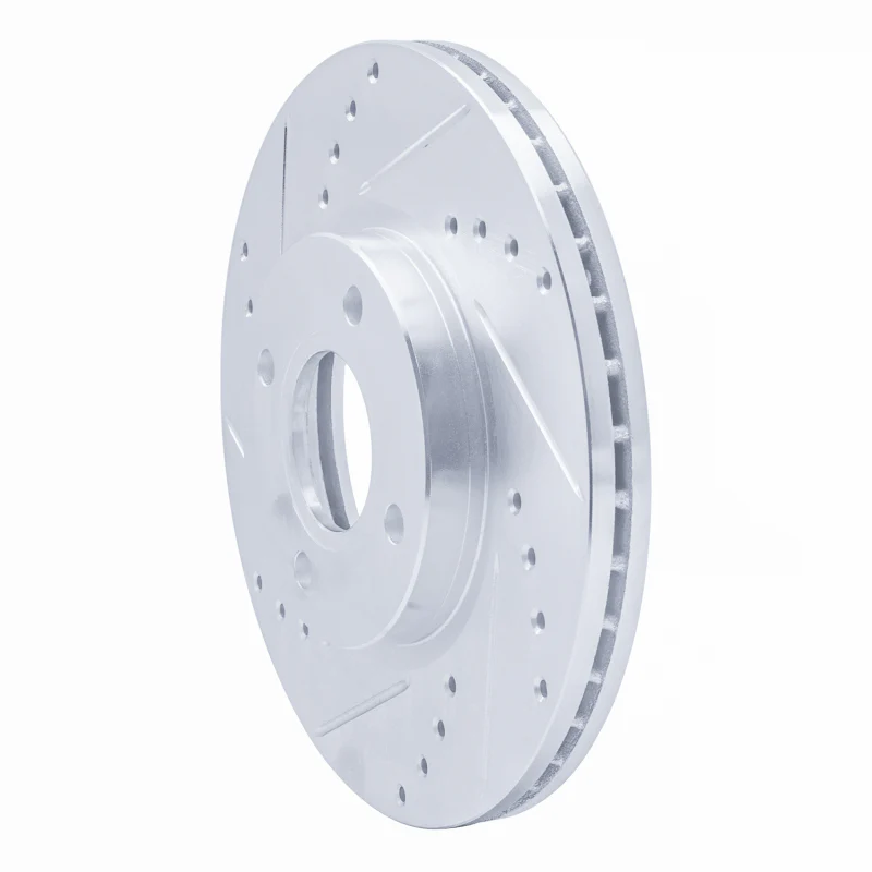 R1 14-23 Ford Fiesta (USA/Canada) Front Left Drilled & Slotted Silver Brake Rotor - Image 4
