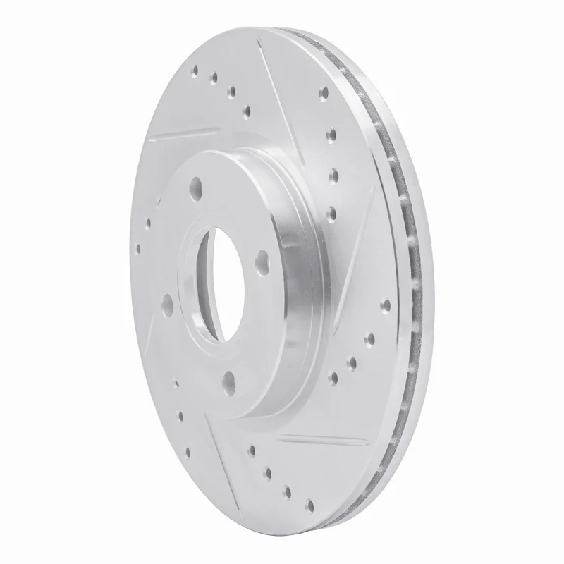 R1 14-23 Ford Fiesta (USA/Canada) Front Right Drilled & Slotted Silver Brake Rotor - Image 2