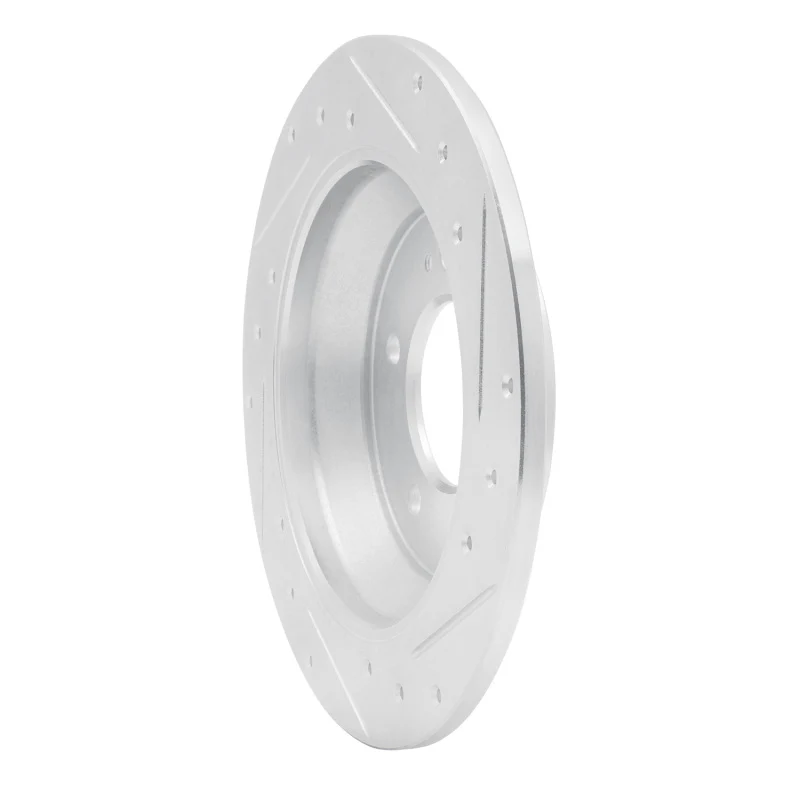R1 14-23 Hyundai Kona Rear Left Drilled & Slotted Silver Brake Rotor - Image 4
