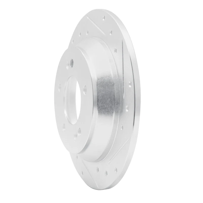 R1 14-23 Hyundai Kona Rear Right Drilled & Slotted Silver Brake Rotor - Image 4