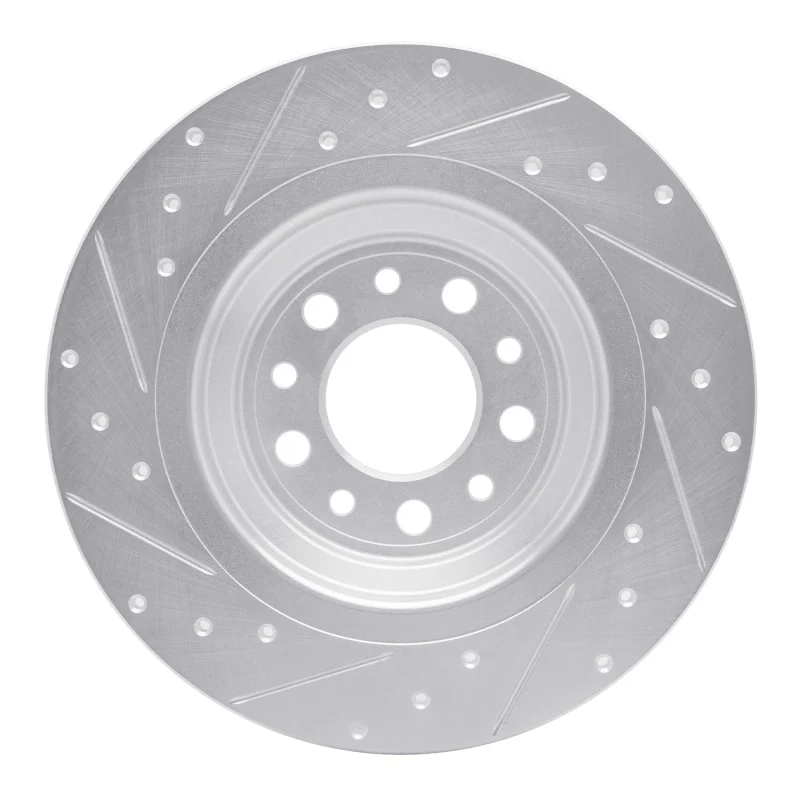 R1 14-23 Jeep Cherokee Rear Right Drilled & Slotted Silver Brake Rotor - Image 3