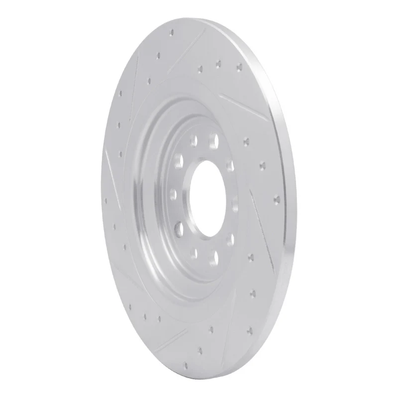 R1 14-23 Jeep Cherokee Rear Right Drilled & Slotted Silver Brake Rotor - Image 4