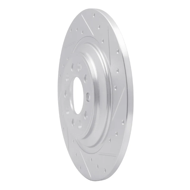 R1 14-23 Jeep Cherokee Rear Right Drilled & Slotted Silver Brake Rotor - Image 5