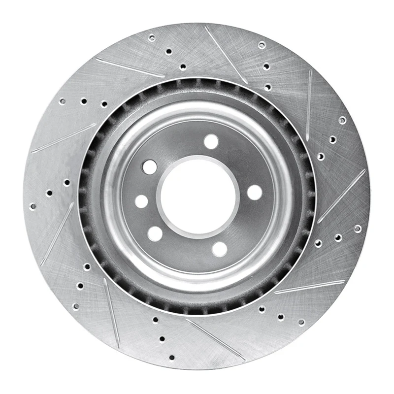 R1 14-24 Land Rover Range Rover Rear Left Drilled & Slotted Silver Brake Rotor - Image 4
