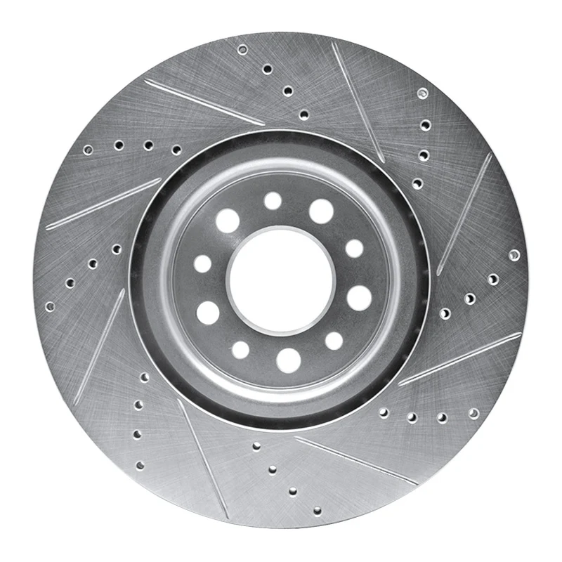 R1 14-25 Alfa Romeo Tonale Front Left Drilled & Slotted Silver Brake Rotor - Image 2