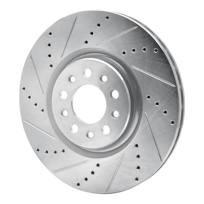 R1 14-25 Alfa Romeo Tonale Front Left Drilled & Slotted Silver Brake Rotor - Image 4