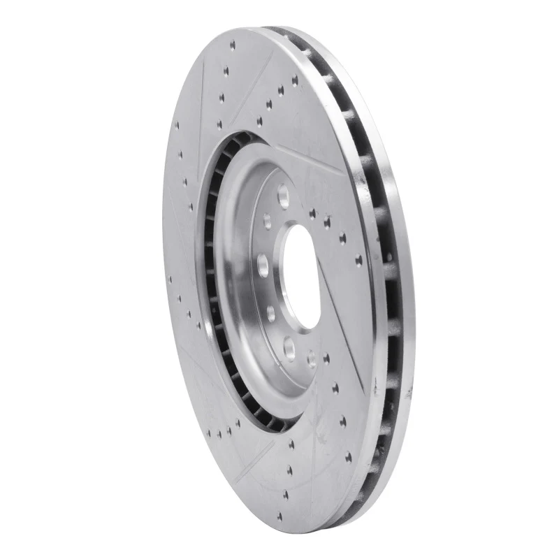 R1 14-25 Alfa Romeo Tonale Front Right Drilled & Slotted Silver Brake Rotor - Image 3