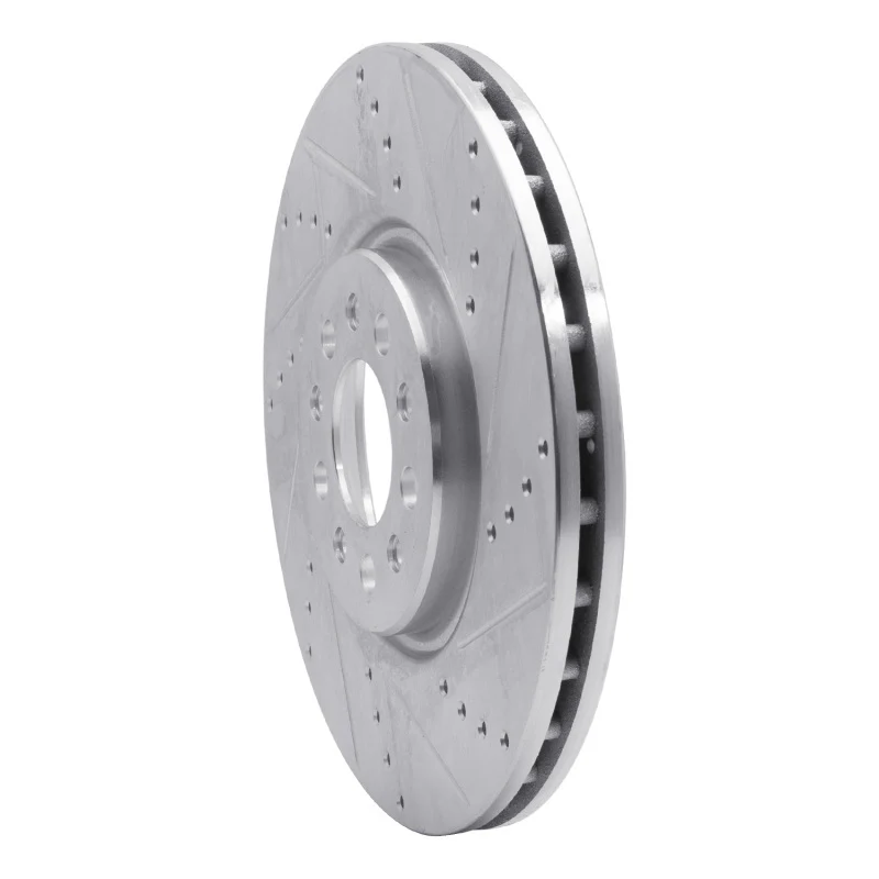 R1 14-25 Alfa Romeo Tonale Front Right Drilled & Slotted Silver Brake Rotor - Image 4