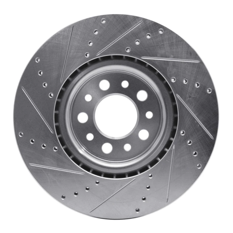 R1 14-25 Alfa Romeo Tonale Front Right Drilled & Slotted Silver Brake Rotor - Image 5