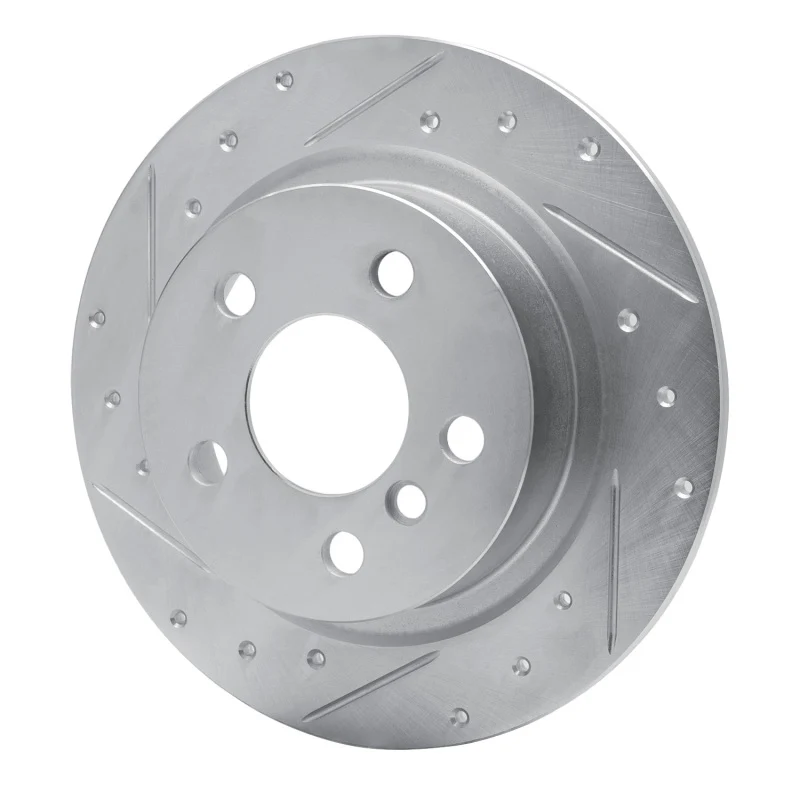 R1 14-25 BMW i3 Rear Left Drilled & Slotted Silver Brake Rotor - Image 3