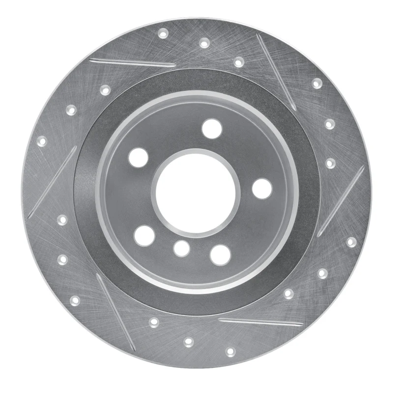 R1 14-25 BMW i3 Rear Left Drilled & Slotted Silver Brake Rotor - Image 4