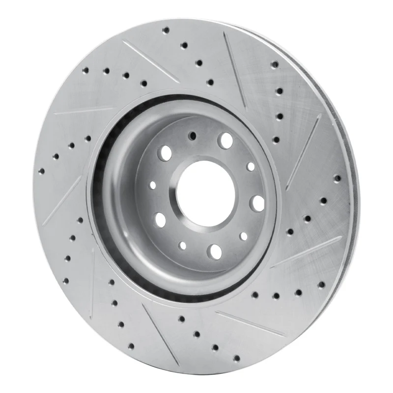 R1 14-25 Cadillac CT5 Front Left Drilled & Slotted Silver Brake Rotor - Image 2