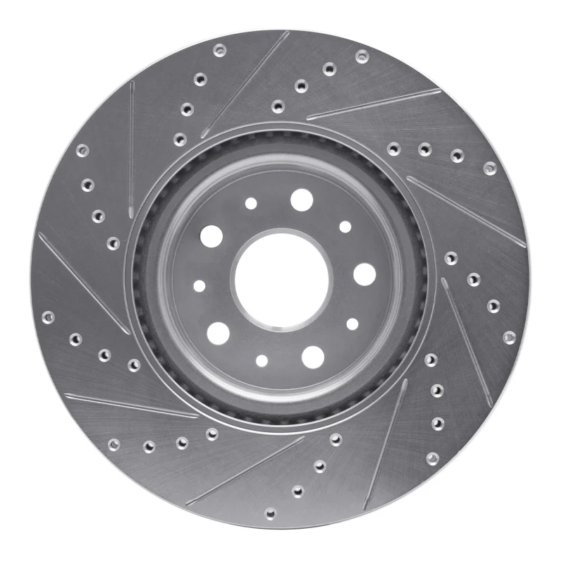 R1 14-25 Cadillac CT5 Front Right Drilled & Slotted Silver Brake Rotor - Image 5
