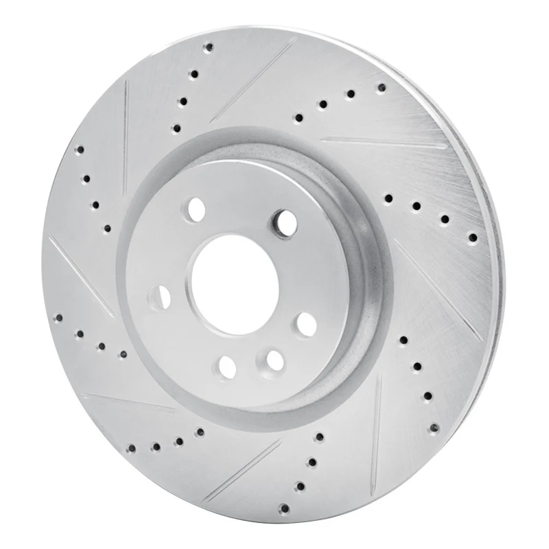 R1 15-19 Jaguar E-Pace Front Left Drilled & Slotted Silver Brake Rotor - Image 4