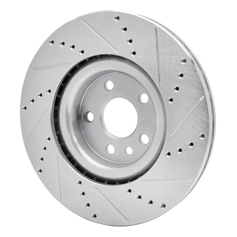 R1 15-19 Jaguar E-Pace Front Left Drilled & Slotted Silver Brake Rotor - Image 5