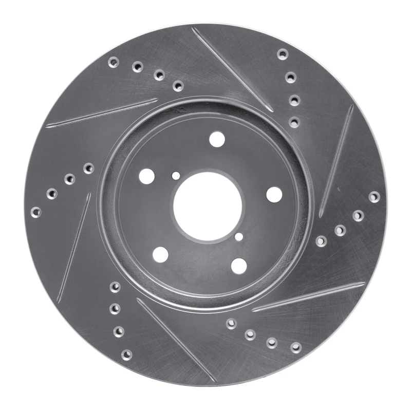 R1 15-19 Subaru Legacy Front Left Drilled & Slotted Silver Brake Rotor - Image 5