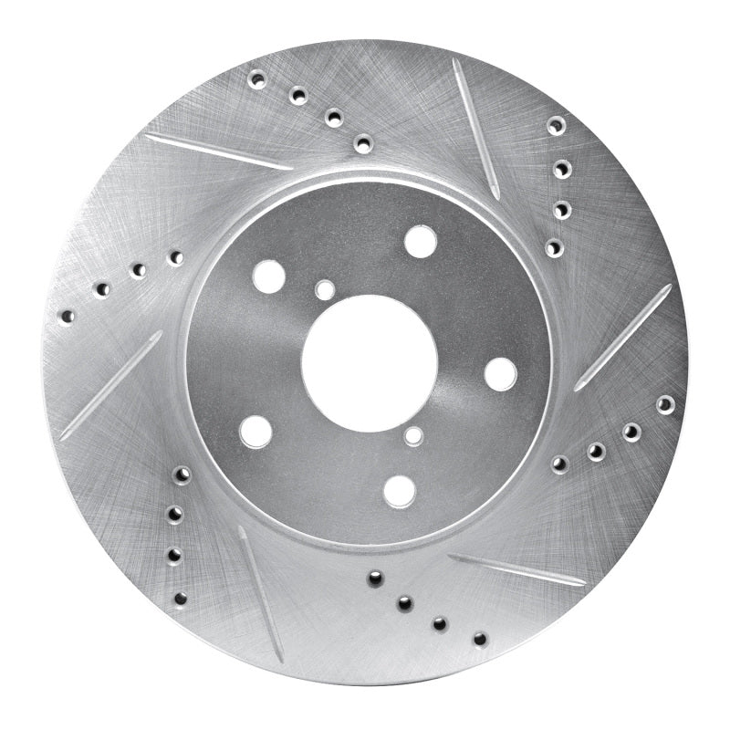 R1 15-19 Subaru Legacy Front Right Drilled & Slotted Silver Brake Rotor