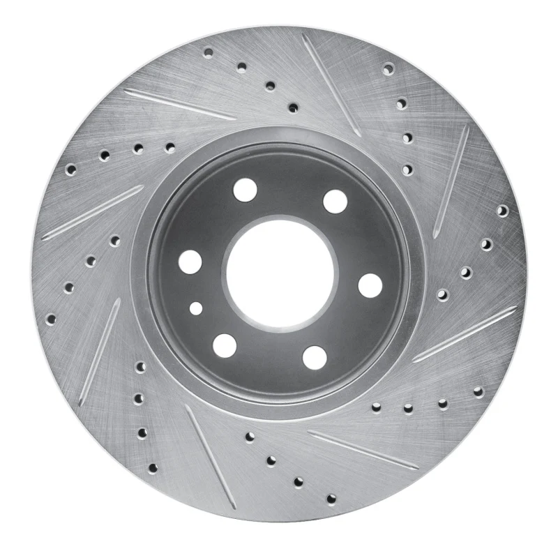 R1 15-20 Chevrolet Colorado Front Left Drilled & Slotted Silver Brake Rotor - Image 4