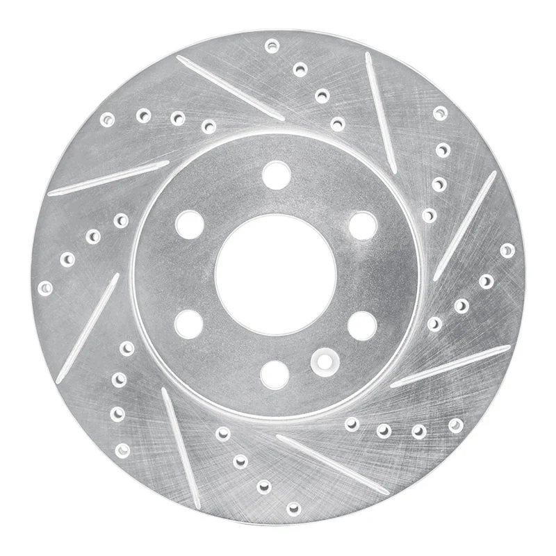 R1 15-20 Chevrolet Colorado Front Right Drilled & Slotted Silver Brake Rotor