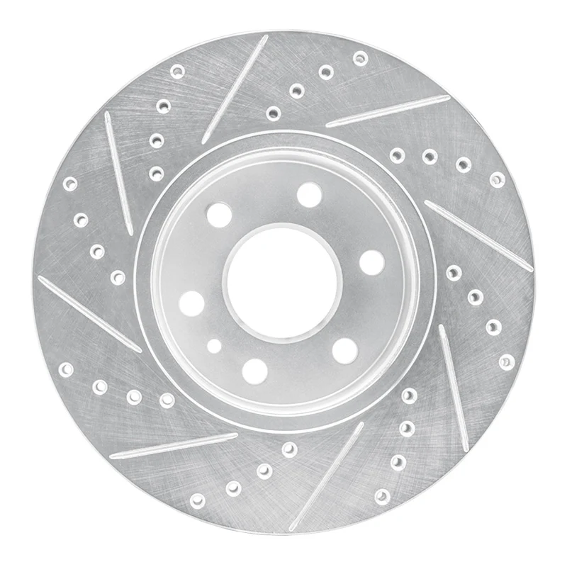 R1 15-20 Chevrolet Colorado Front Right Drilled & Slotted Silver Brake Rotor - Image 4