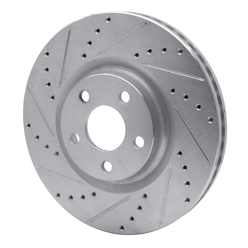 R1 15-20 Ford Edge Front Left Drilled & Slotted Silver Brake Rotor - Image 2