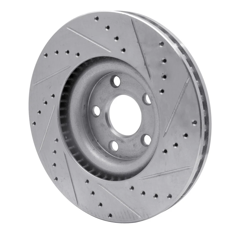 R1 15-20 Ford Edge Front Left Drilled & Slotted Silver Brake Rotor - Image 3