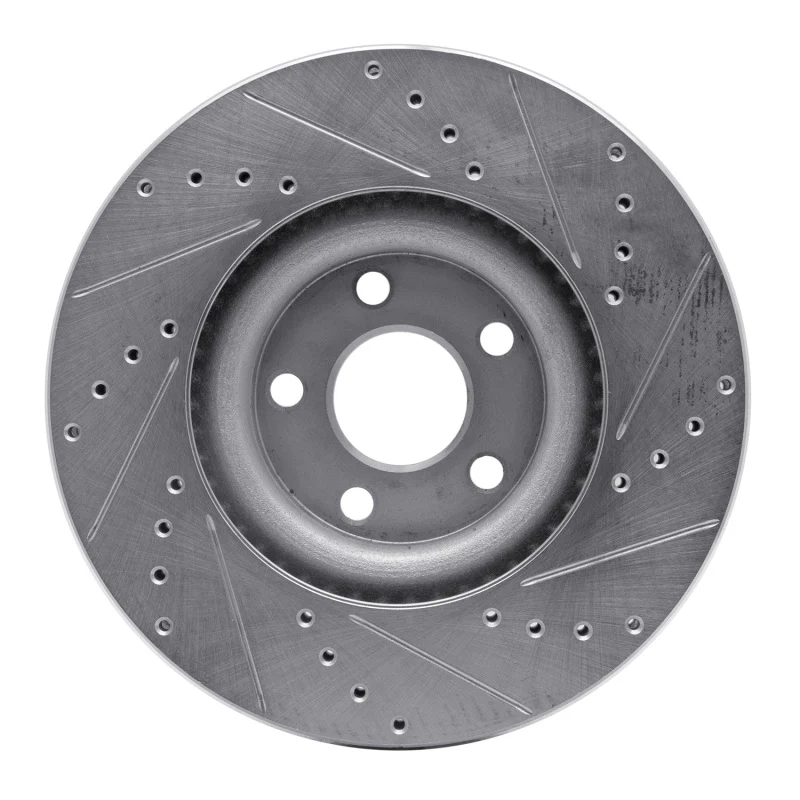 R1 15-20 Ford Edge Front Left Drilled & Slotted Silver Brake Rotor - Image 5
