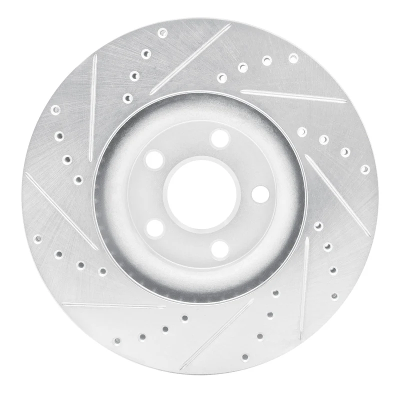 R1 15-20 Ford Edge Front Right Drilled & Slotted Silver Brake Rotor - Image 2