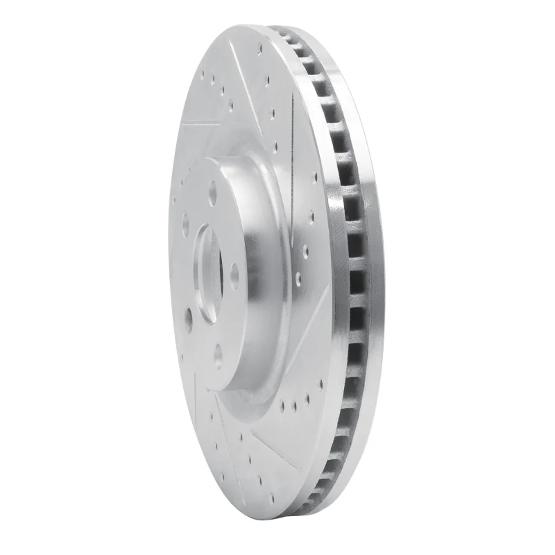 R1 15-20 Ford Edge Front Right Drilled & Slotted Silver Brake Rotor - Image 3