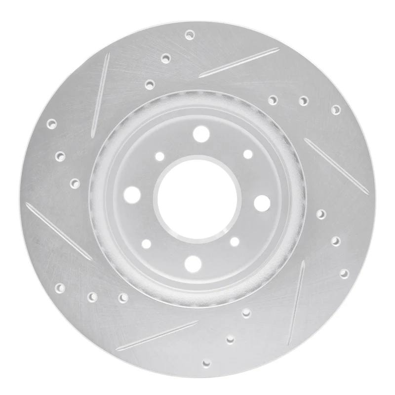 R1 15-20 Honda Fit (Mexico) Front Right Drilled & Slotted Silver Brake Rotor - Image 4
