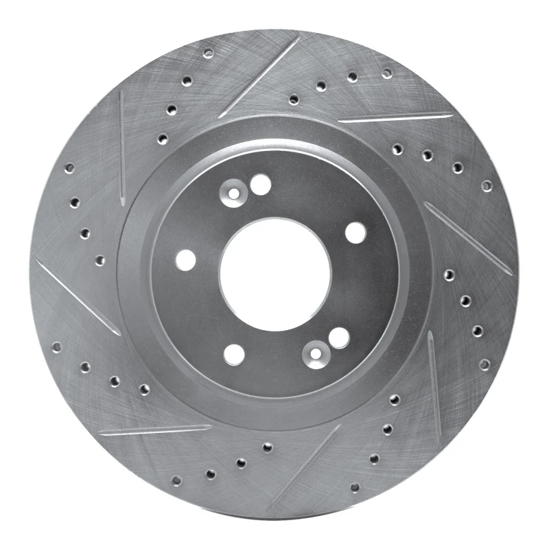 R1 15-20 Kia SORENTO Front Left Drilled & Slotted Silver Brake Rotor