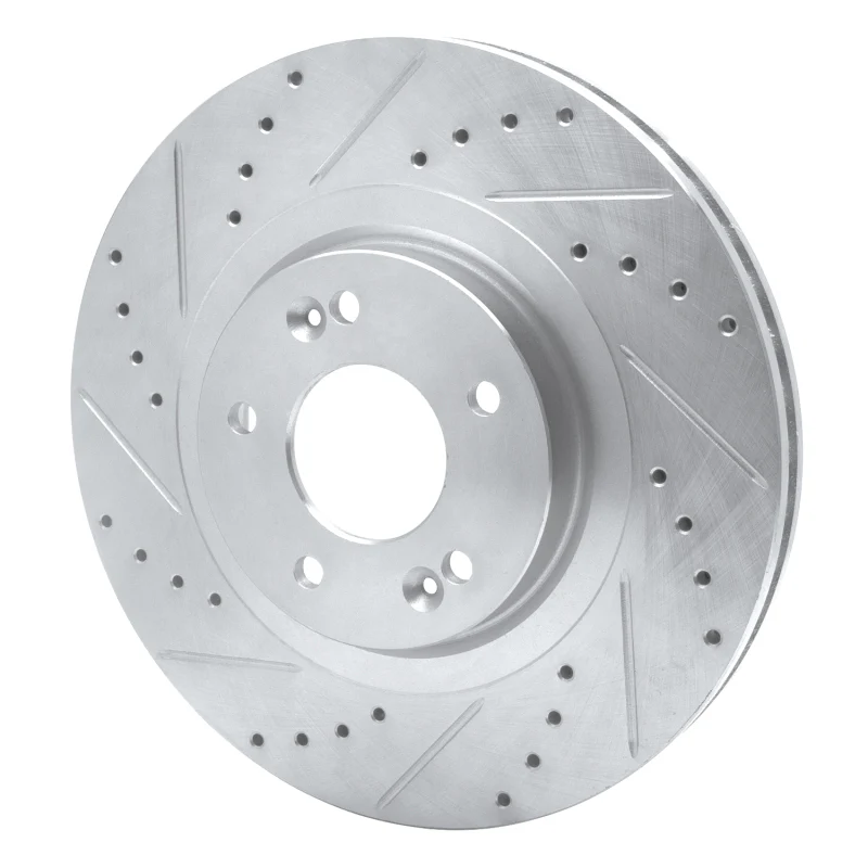 R1 15-20 Kia SORENTO Front Left Drilled & Slotted Silver Brake Rotor - Image 4