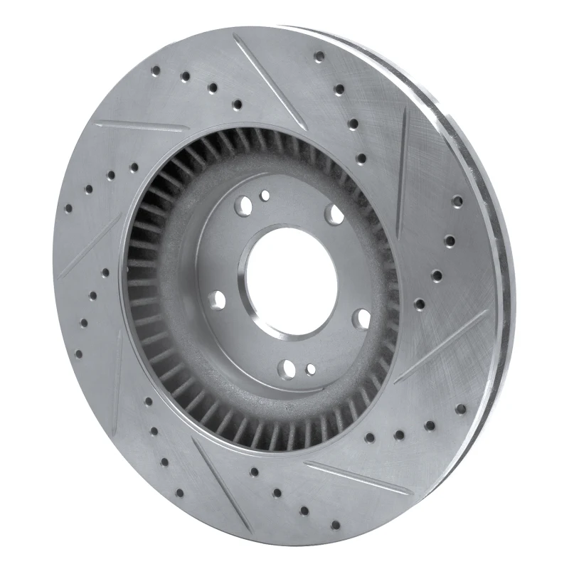 R1 15-20 Kia SORENTO Front Left Drilled & Slotted Silver Brake Rotor - Image 5