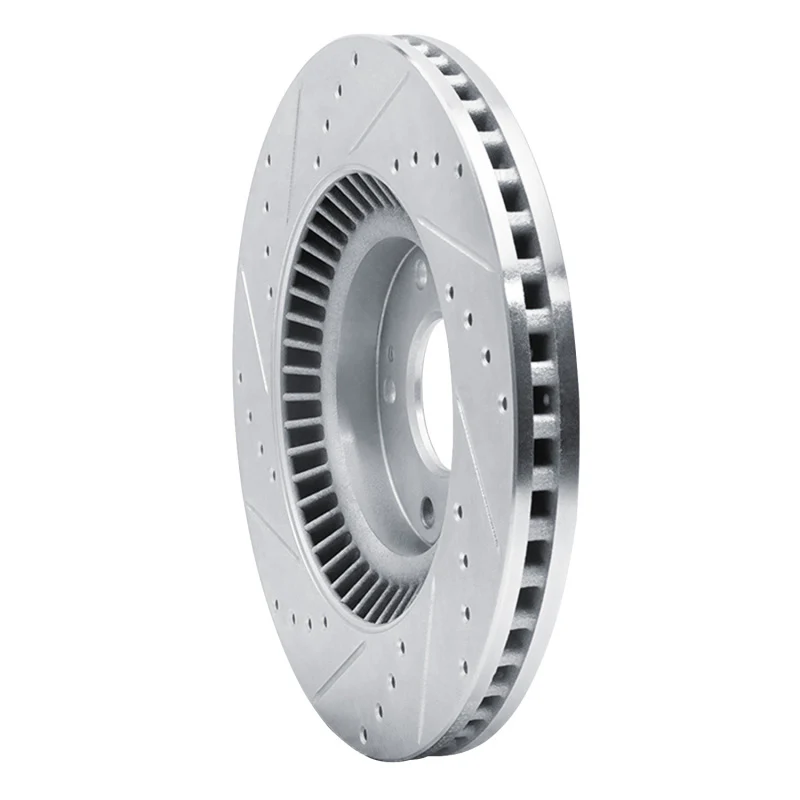 R1 15-20 Kia SORENTO Front Right Drilled & Slotted Silver Brake Rotor - Image 2