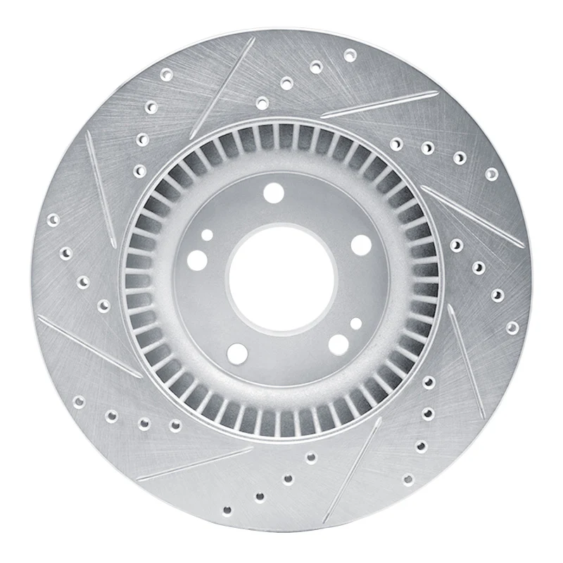 R1 15-20 Kia SORENTO Front Right Drilled & Slotted Silver Brake Rotor - Image 3
