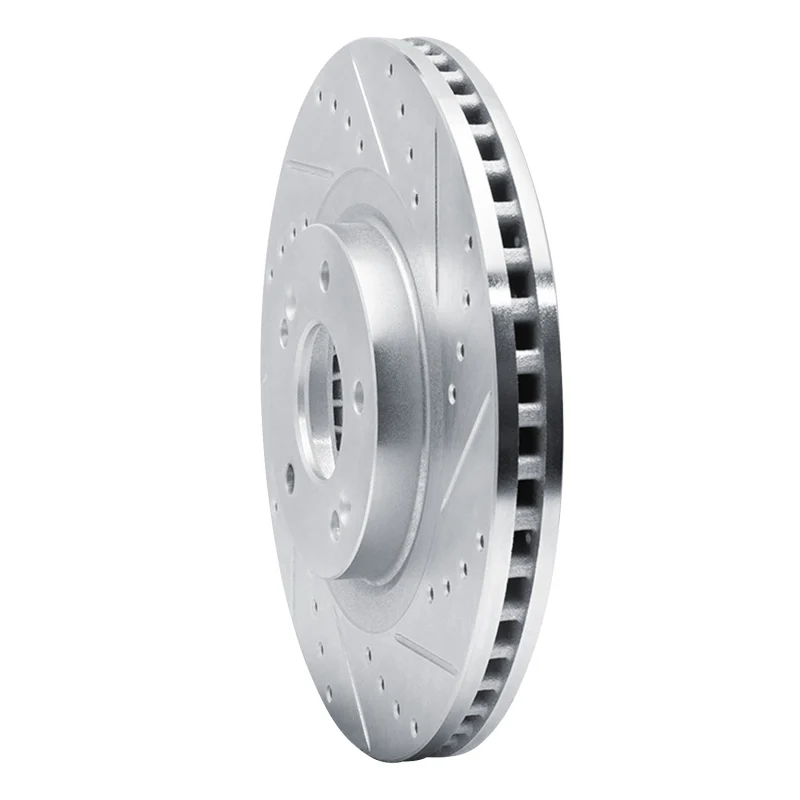 R1 15-20 Kia SORENTO Front Right Drilled & Slotted Silver Brake Rotor - Image 4