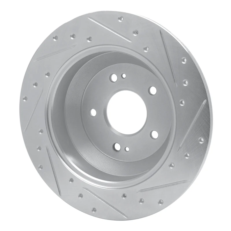 R1 15-20 Kia SORENTO Rear Left Drilled & Slotted Silver Brake Rotor - Image 2