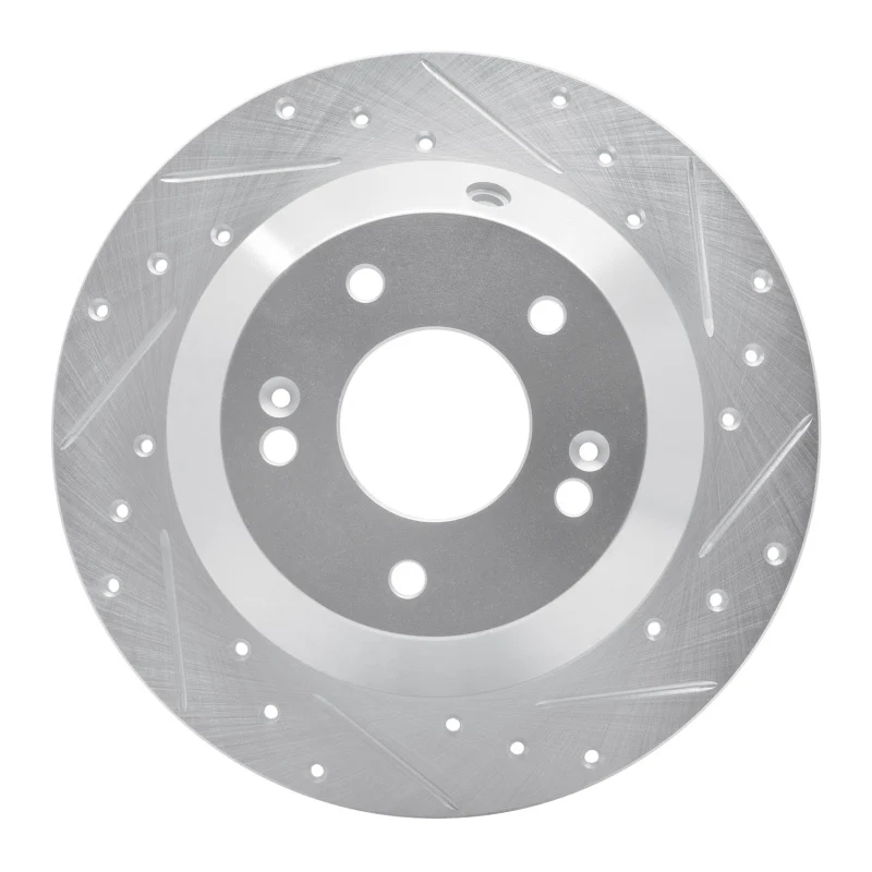 R1 15-20 Kia SORENTO Rear Right Drilled & Slotted Silver Brake Rotor